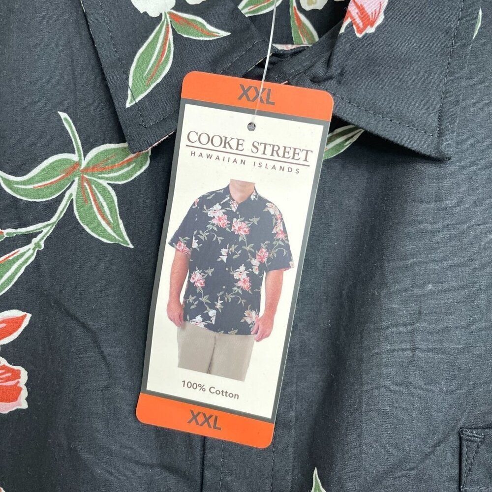 Cooke Street Men's XXL Hawaiian Floral Button Down Short Sleeve Black N0880 - Picture 6 of 8